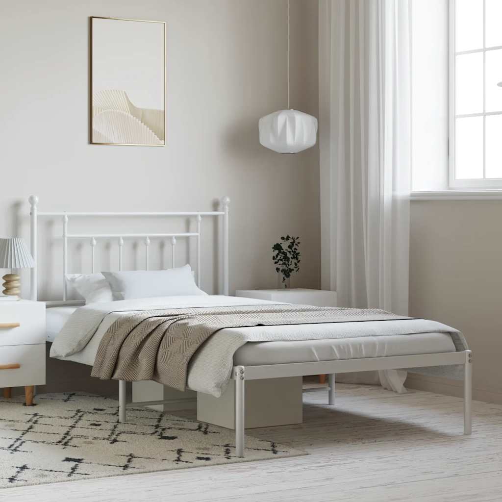 sengeramme med sengegavl 100x200 cm metal hvid