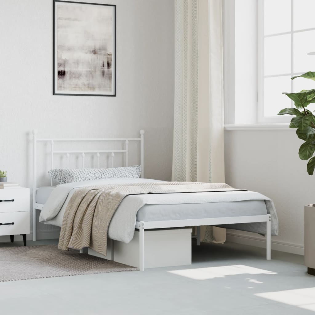 sengeramme med sengegavl 107x203 cm metal hvid