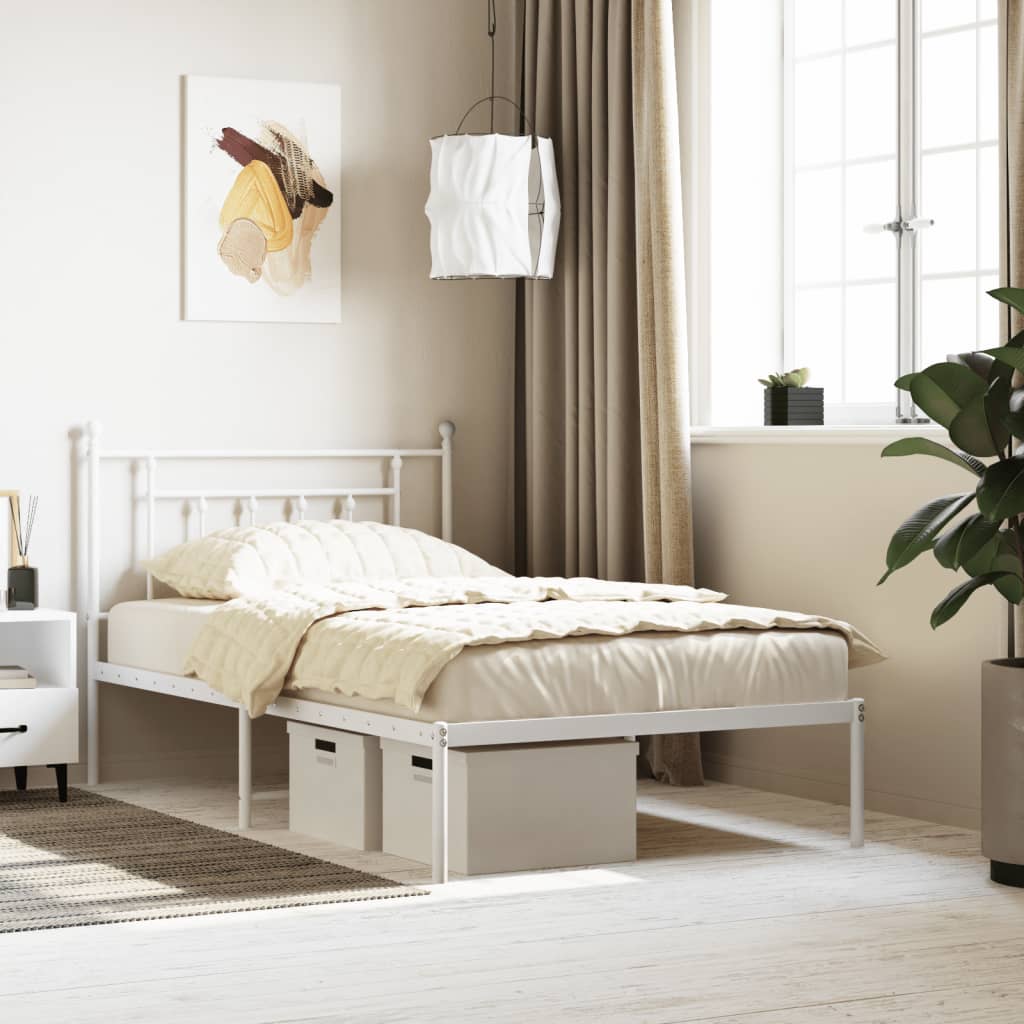sengeramme med sengegavl 107x203 cm metal hvid