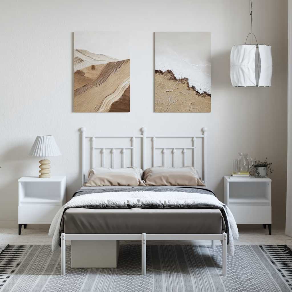 sengeramme med sengegavl 135x190 cm metal hvid