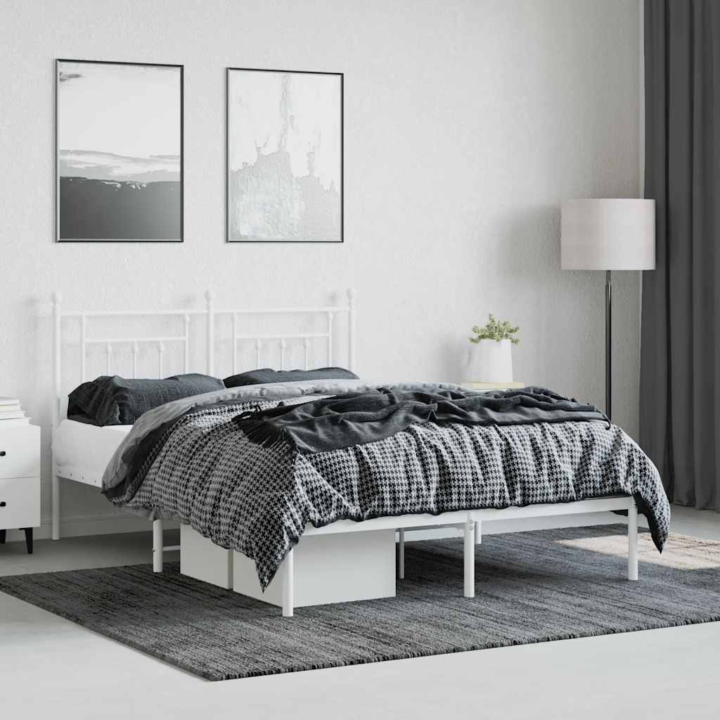 sengeramme med sengegavl 140x190 cm metal hvid