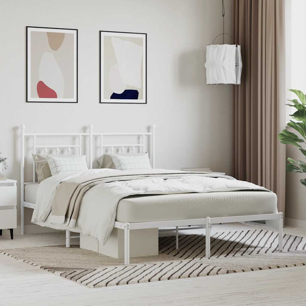 sengeramme med sengegavl 140x190 cm metal hvid