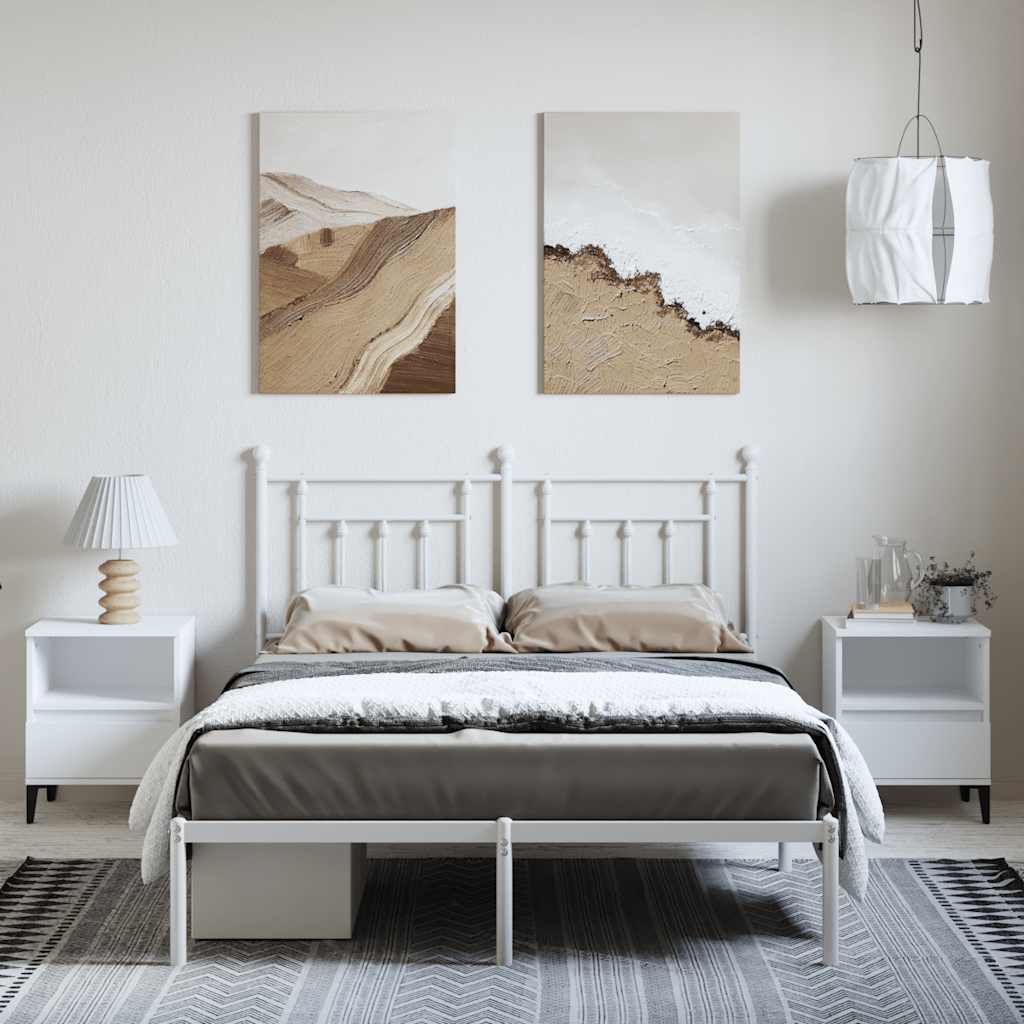 sengeramme med sengegavl 150x200 cm metal hvid