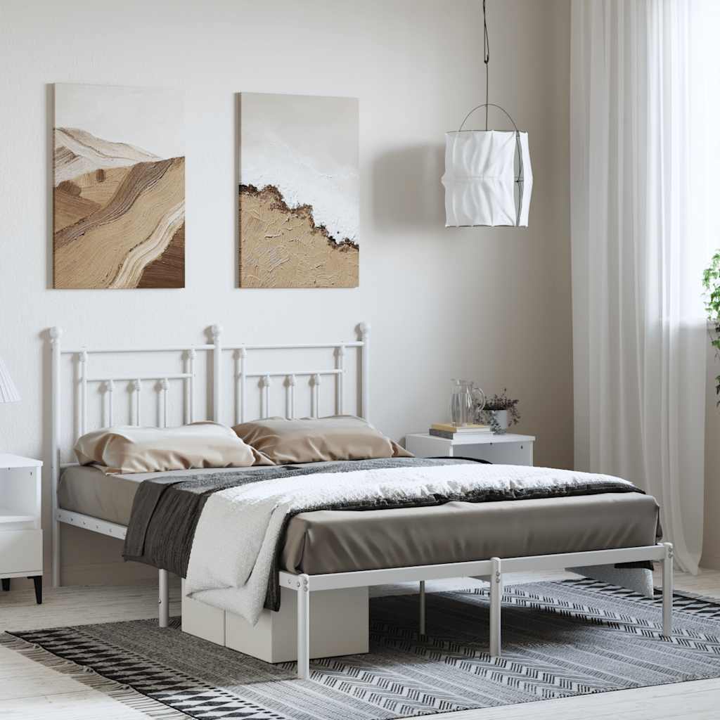 sengeramme med sengegavl 150x200 cm metal hvid