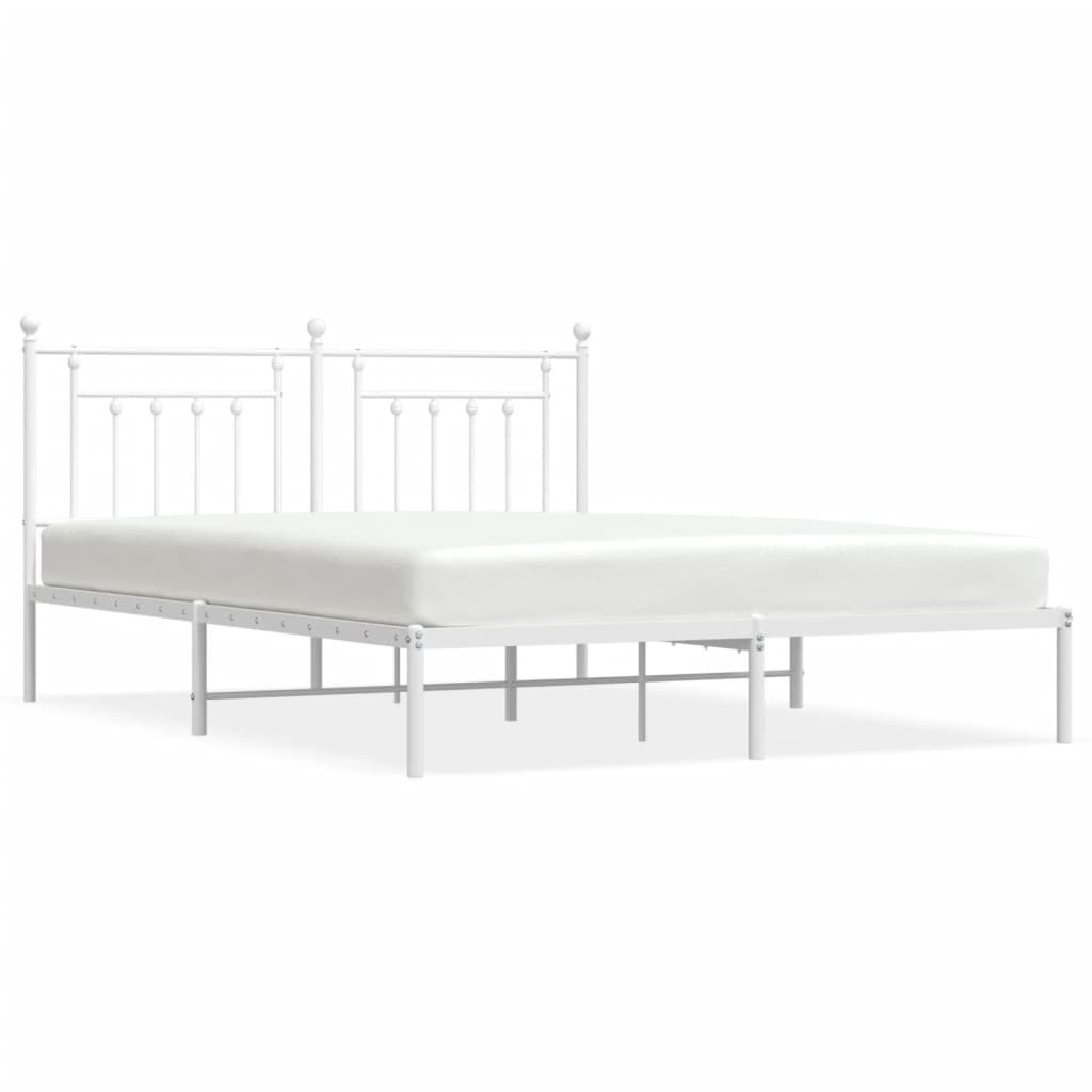 sengeramme med sengegavl 160x200 cm metal hvid