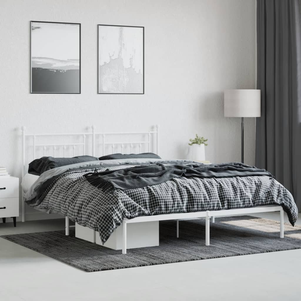 sengeramme med sengegavl 160x200 cm metal hvid