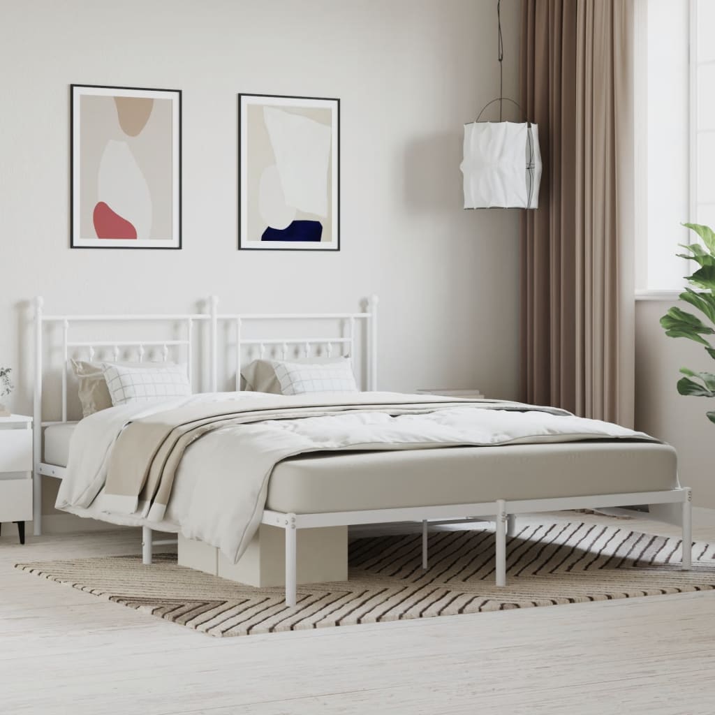 sengeramme med sengegavl 160x200 cm metal hvid