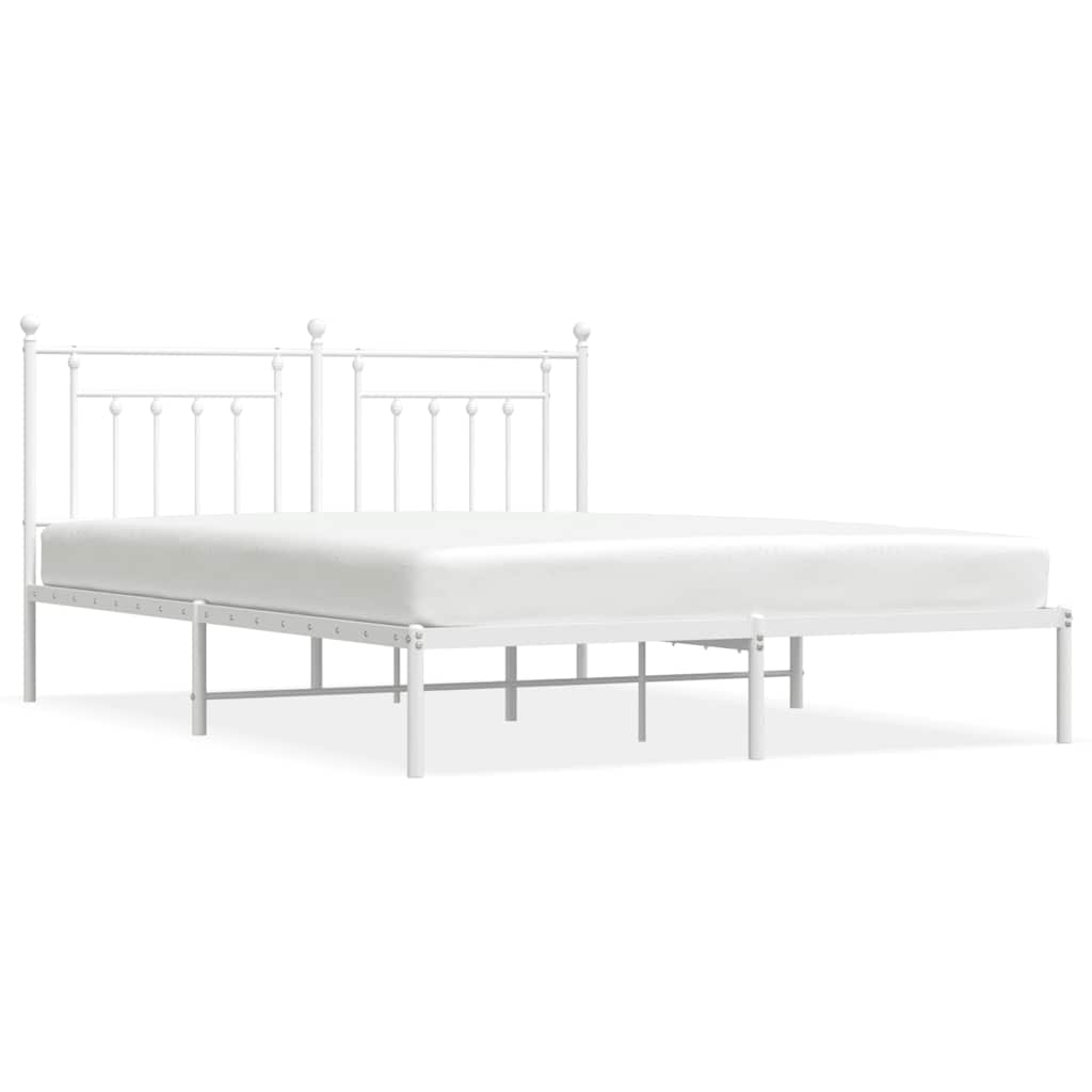sengeramme med sengegavl 180x200 cm metal hvid