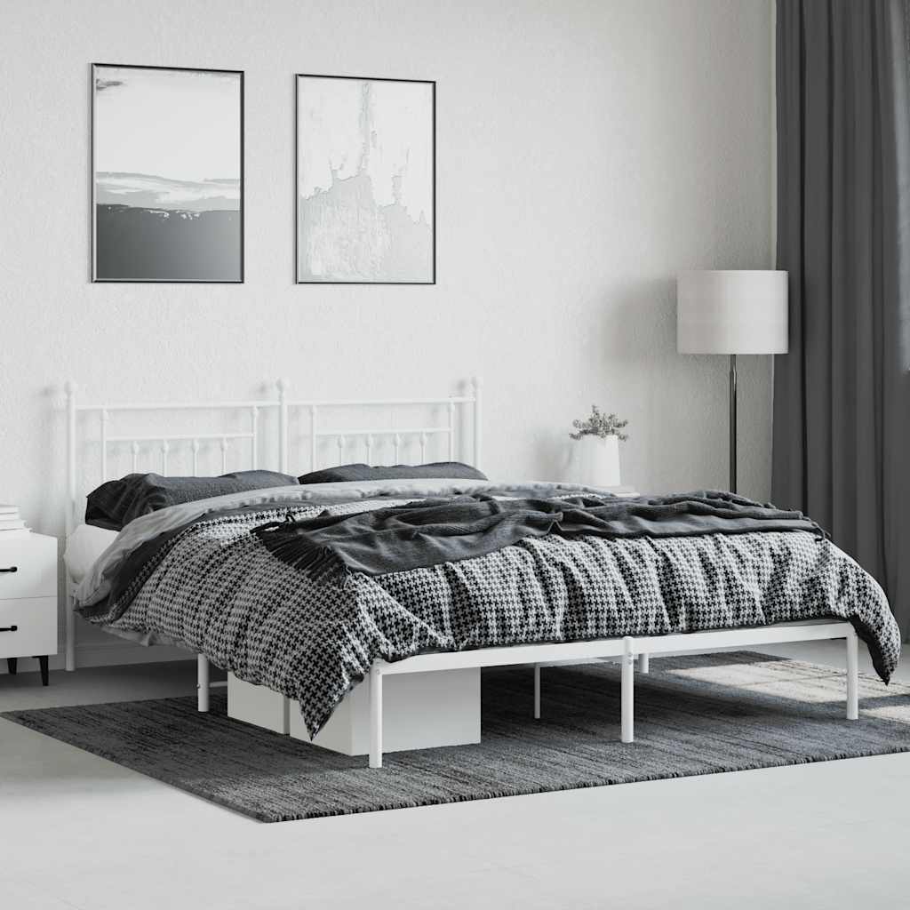 sengeramme med sengegavl 180x200 cm metal hvid