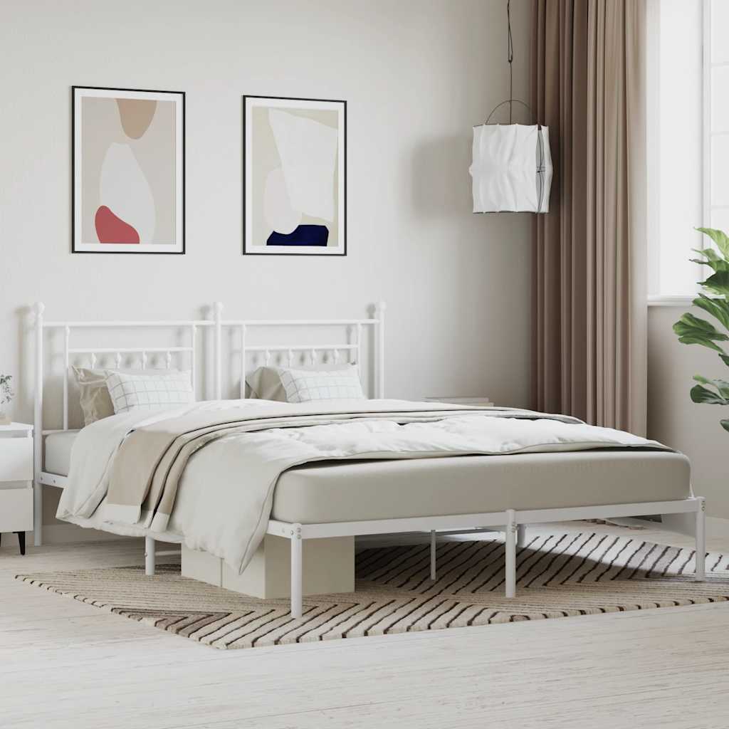 sengeramme med sengegavl 180x200 cm metal hvid