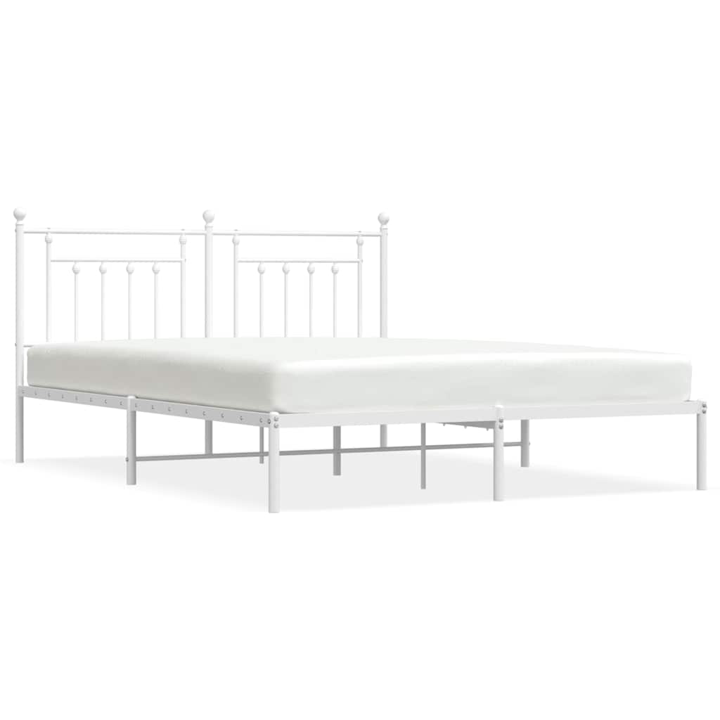 sengeramme med sengegavl 183x213 cm metal hvid