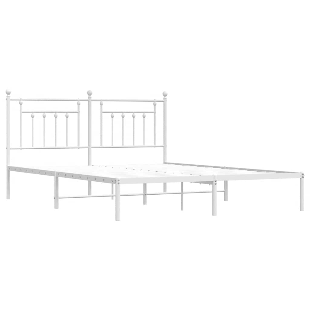 sengeramme med sengegavl 183x213 cm metal hvid