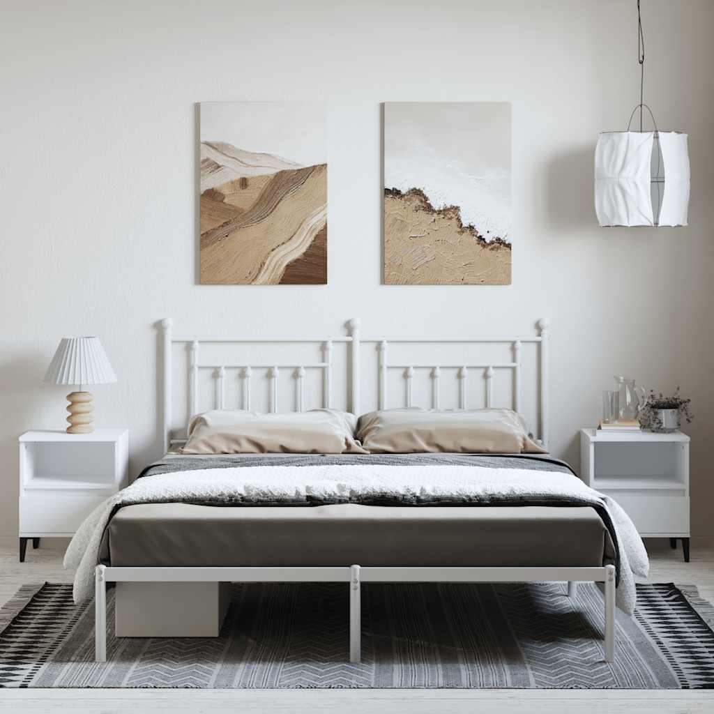 sengeramme med sengegavl 183x213 cm metal hvid