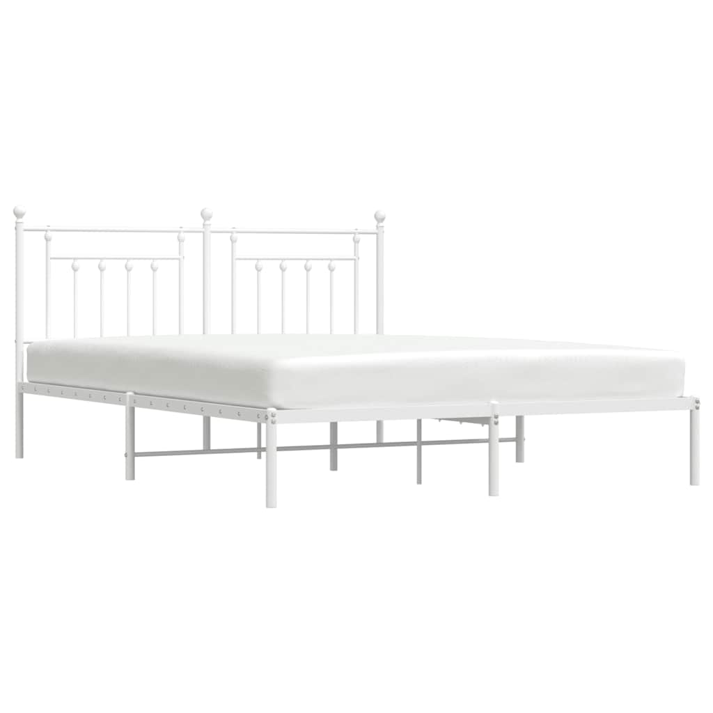 sengeramme med sengegavl 183x213 cm metal hvid