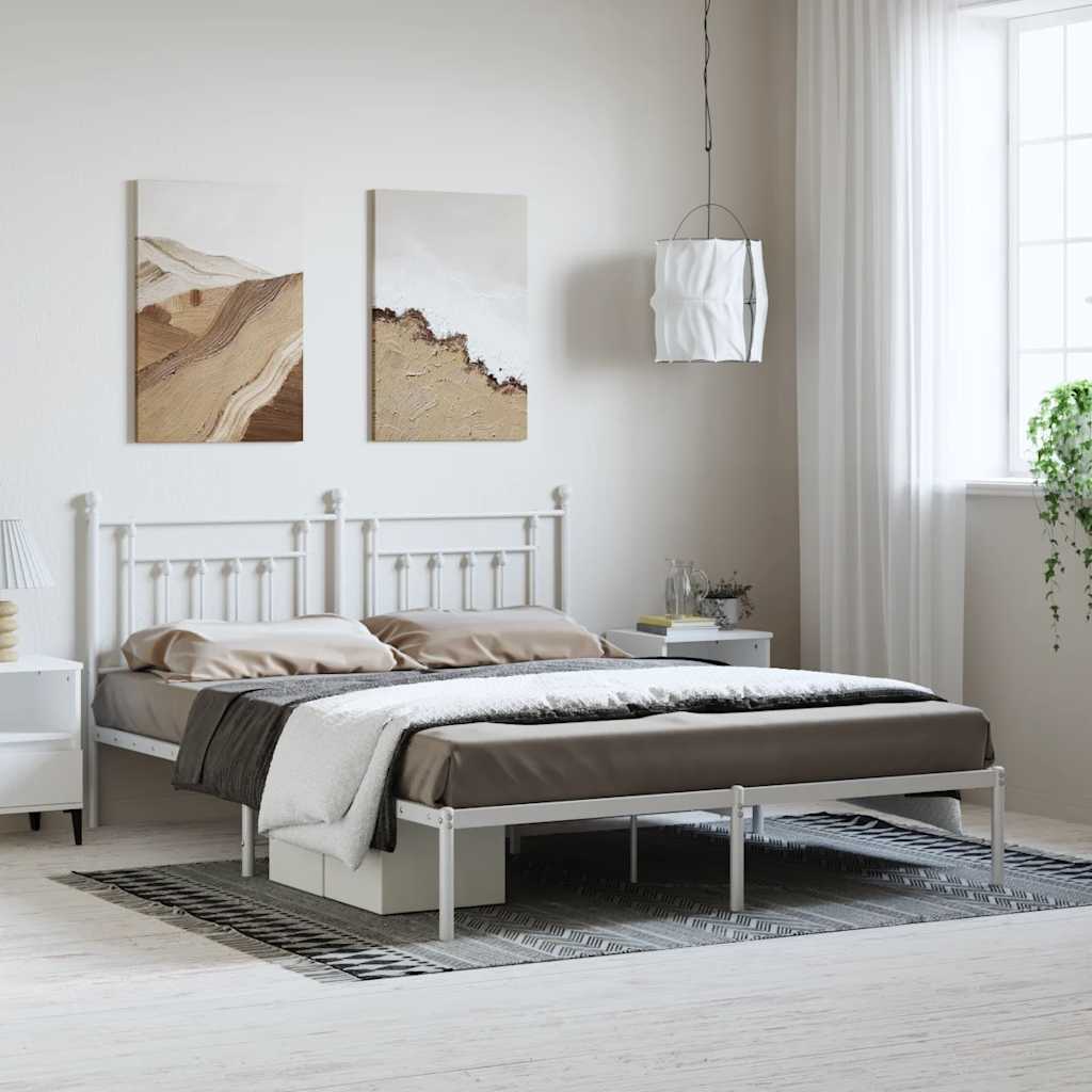sengeramme med sengegavl 183x213 cm metal hvid