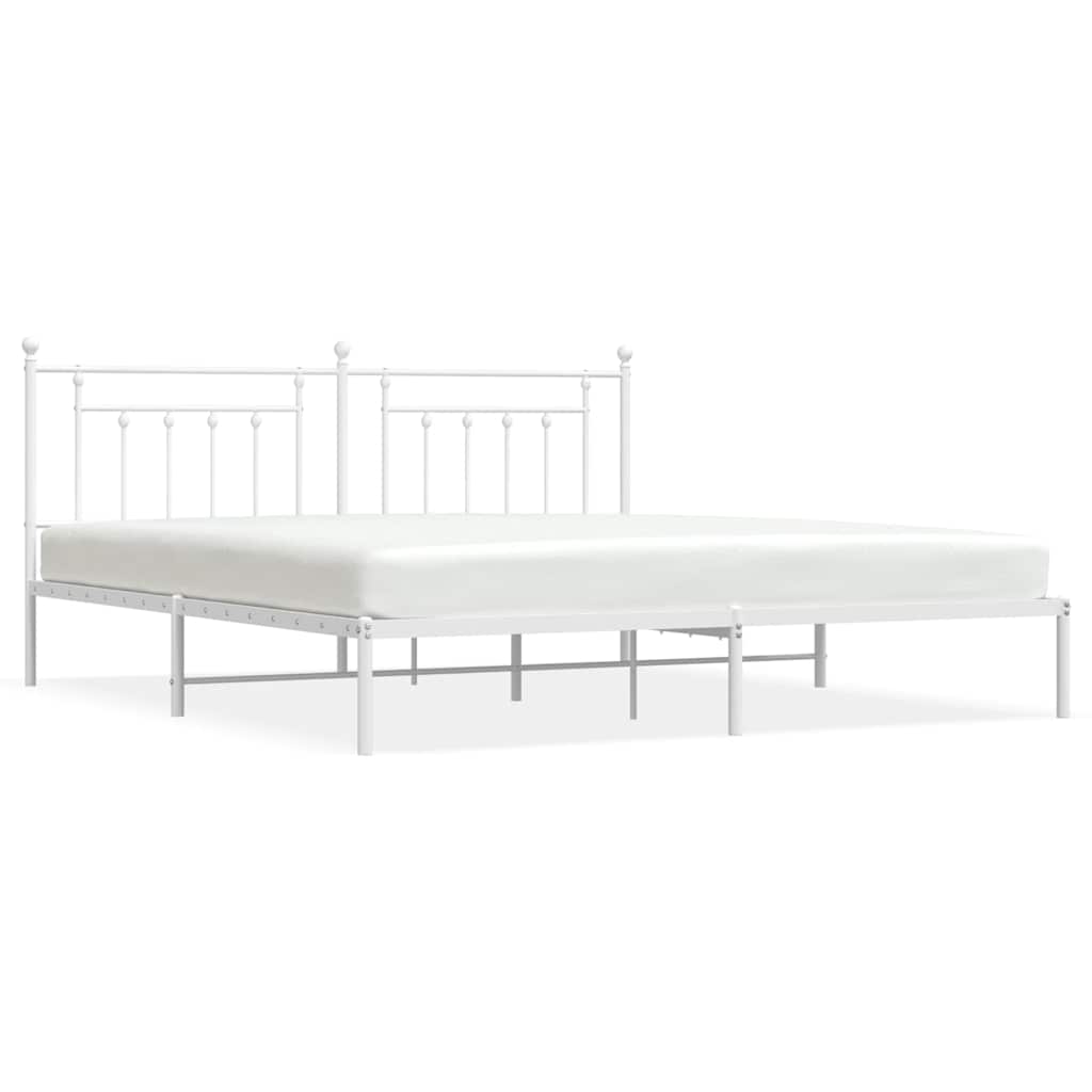 sengeramme med sengegavl 193x203 cm metal hvid