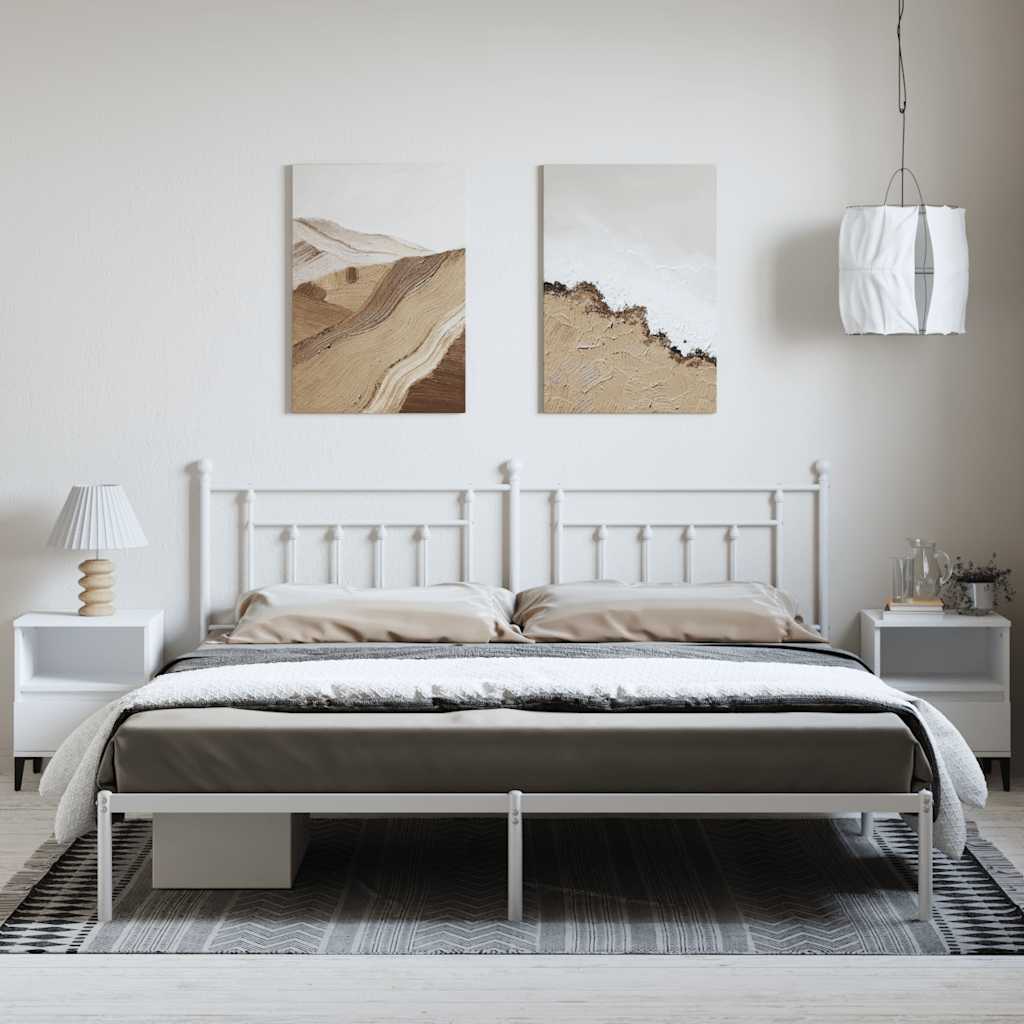 sengeramme med sengegavl 193x203 cm metal hvid