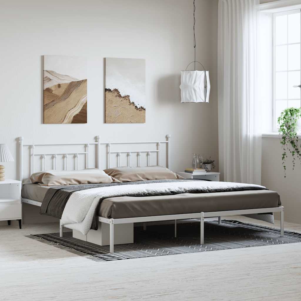 sengeramme med sengegavl 193x203 cm metal hvid