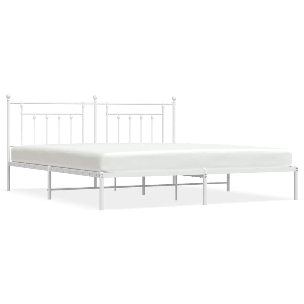 sengeramme med sengegavl 200x200 cm metal hvid