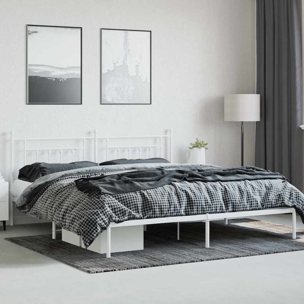 sengeramme med sengegavl 200x200 cm metal hvid