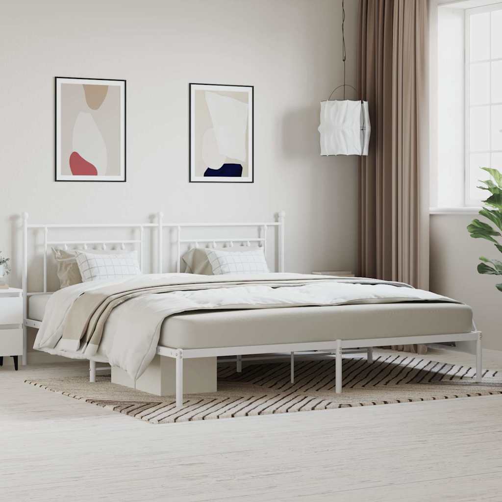 sengeramme med sengegavl 200x200 cm metal hvid