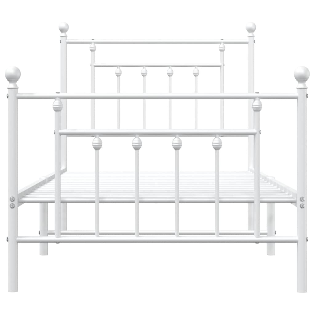 sengeramme med sengegavl og fodgærde 90x190 cm metal hvid