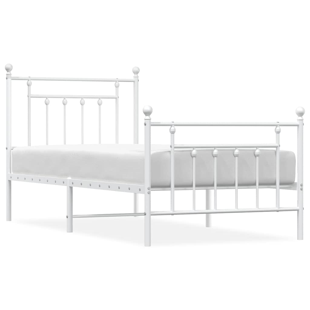 sengeramme med sengegavl og fodgærde 90x200 cm metal hvid
