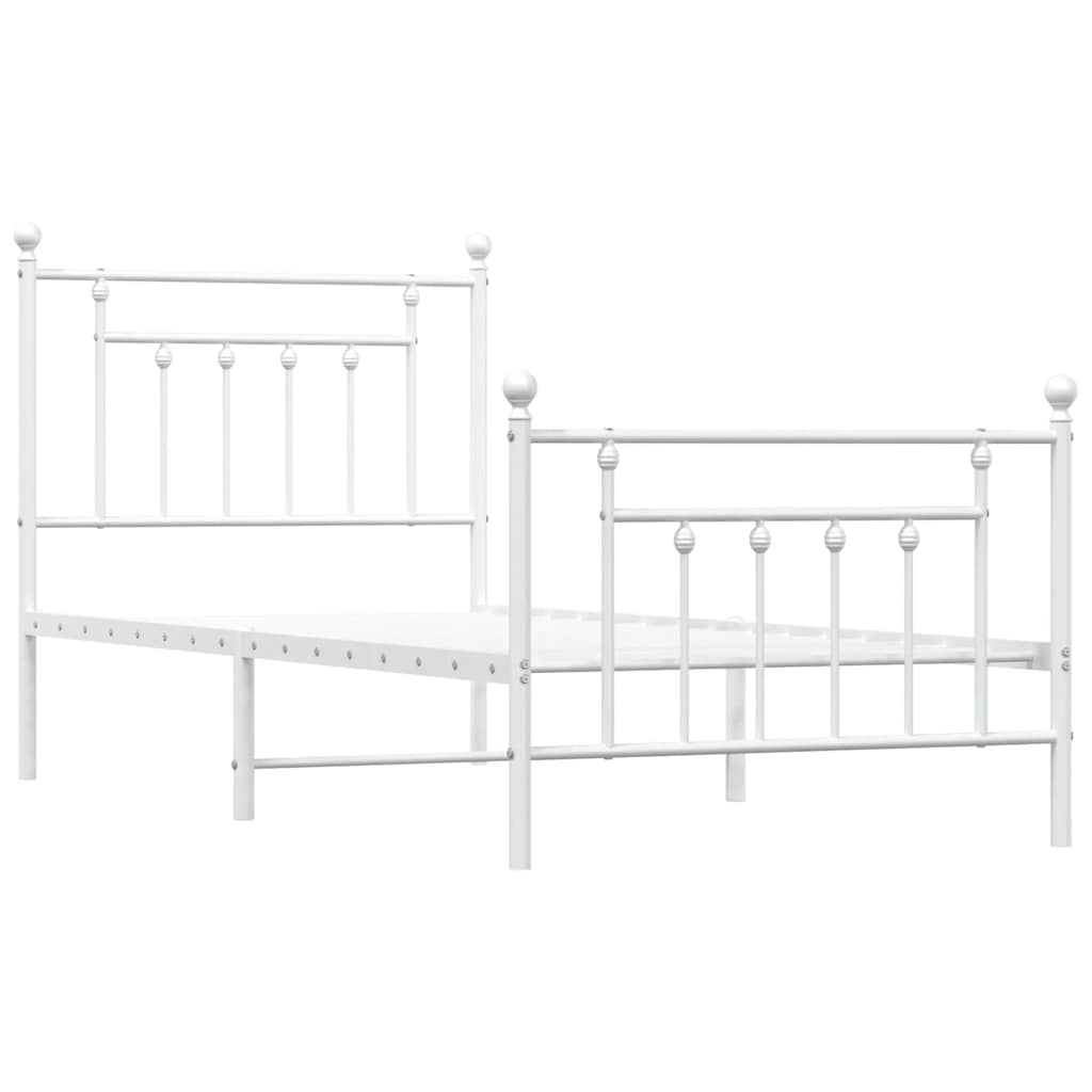sengeramme med sengegavl og fodgærde 90x200 cm metal hvid