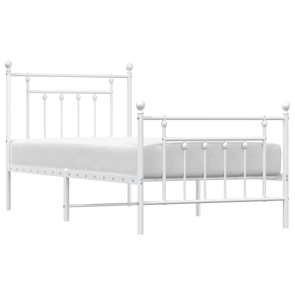 sengeramme med sengegavl og fodgærde 90x200 cm metal hvid
