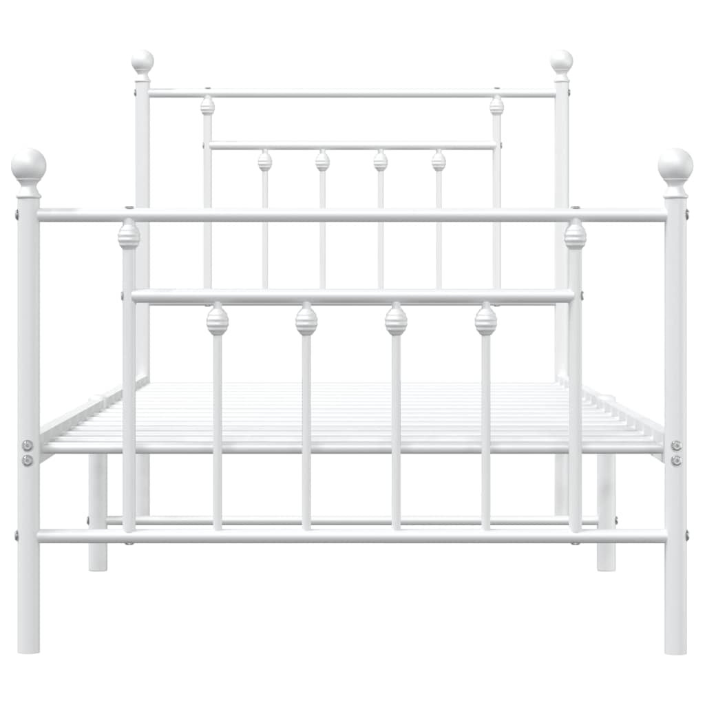 sengeramme med sengegavl og fodgærde 90x200 cm metal hvid