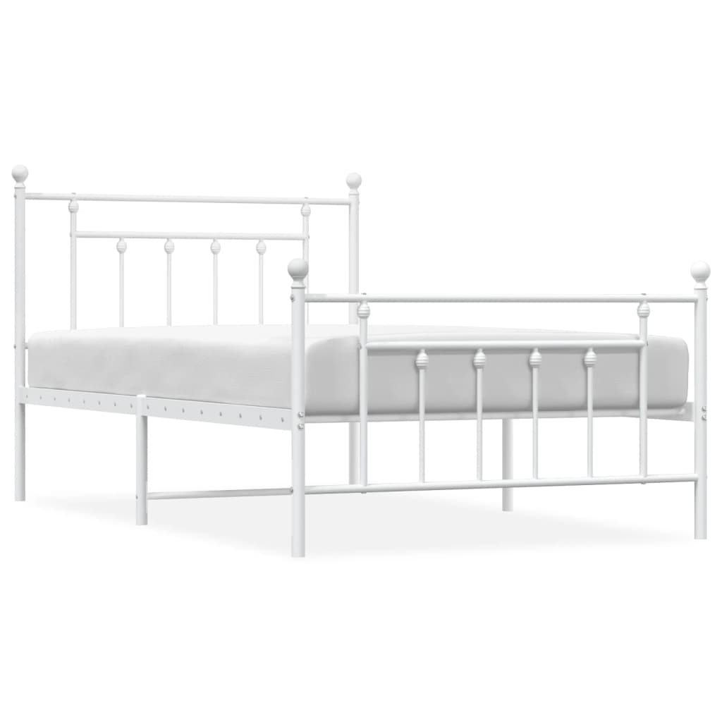 sengeramme med sengegavl og fodgærde 100x200 cm metal hvid