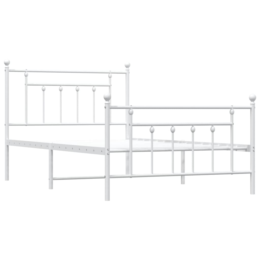 sengeramme med sengegavl og fodgærde 100x200 cm metal hvid