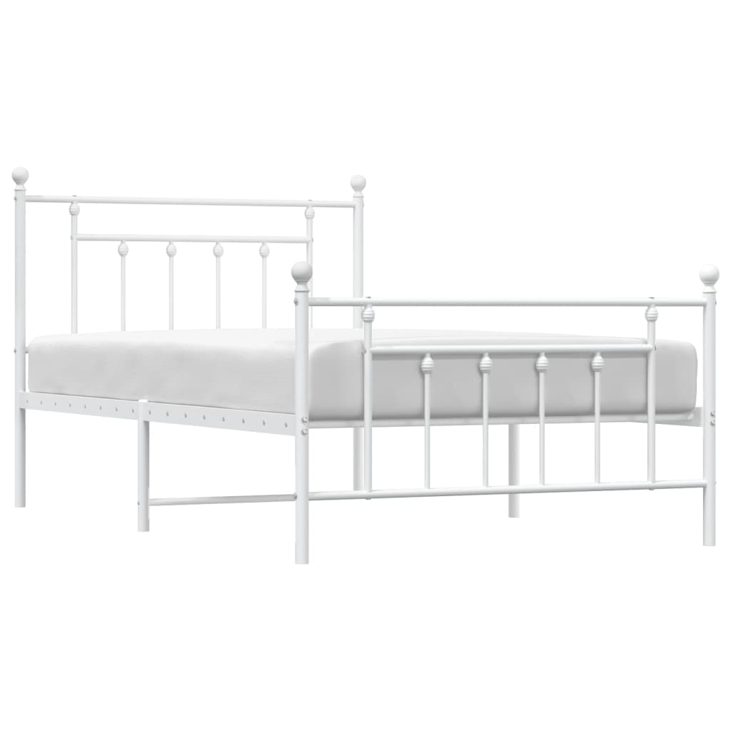 sengeramme med sengegavl og fodgærde 100x200 cm metal hvid