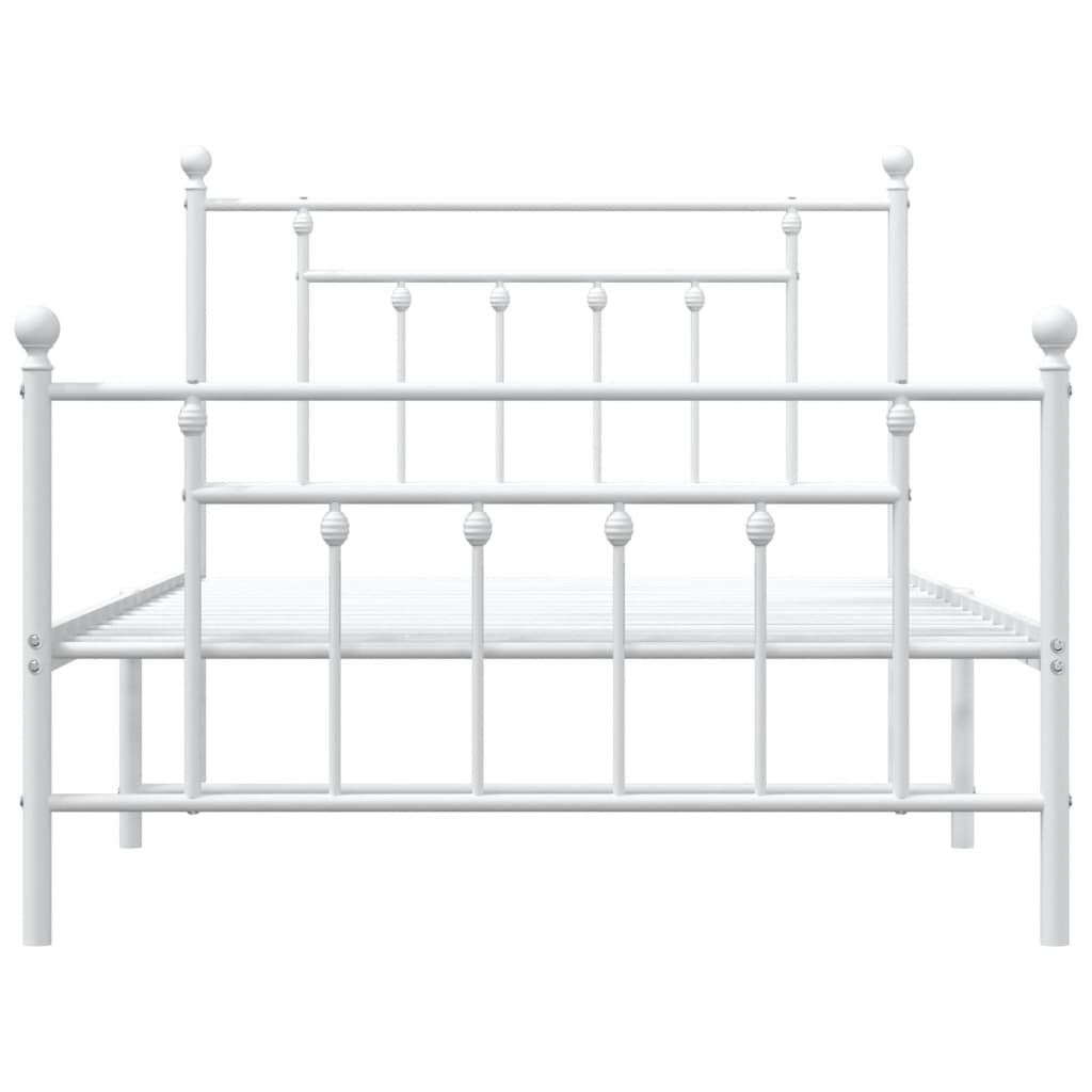 sengeramme med sengegavl og fodgærde 100x200 cm metal hvid