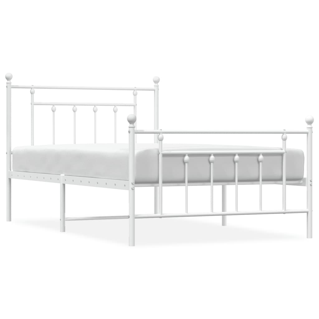 sengeramme med sengegavl og fodgærde 107x203 cm metal hvid