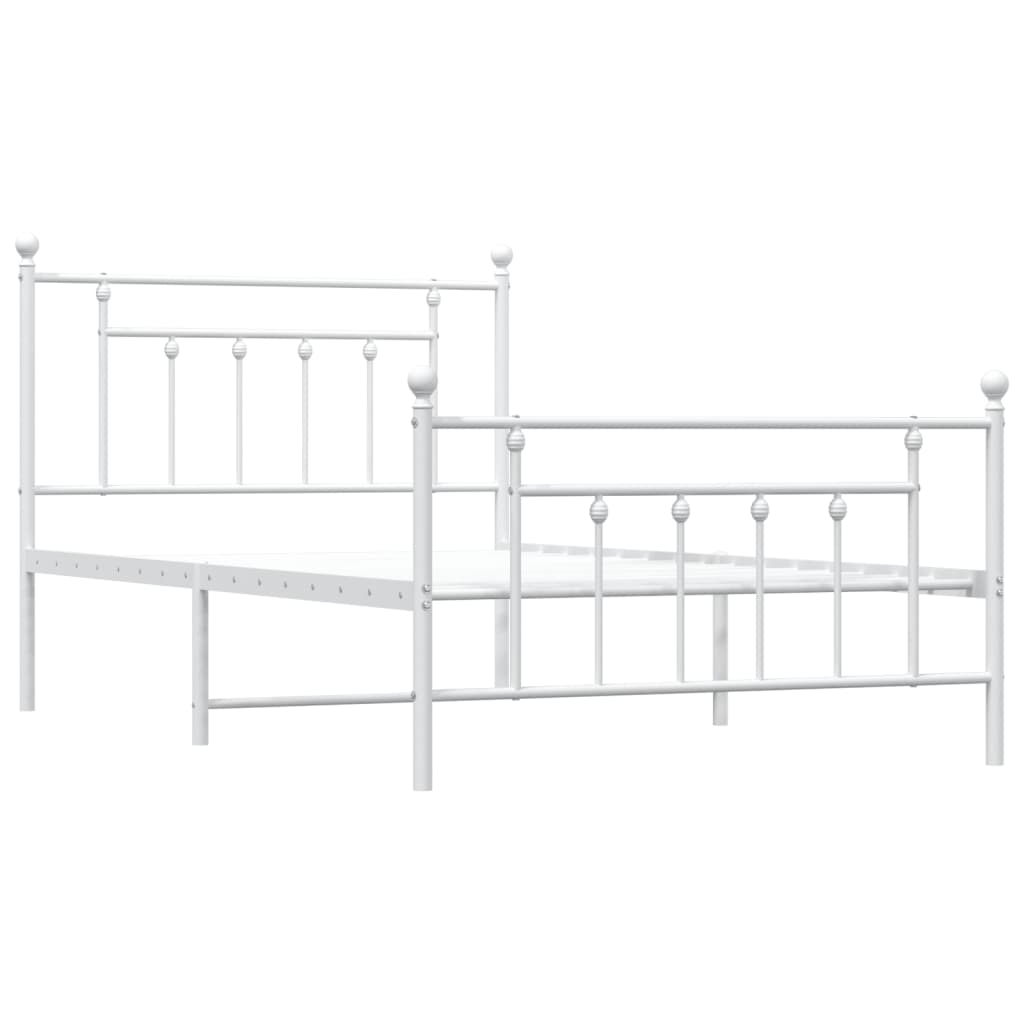 sengeramme med sengegavl og fodgærde 107x203 cm metal hvid