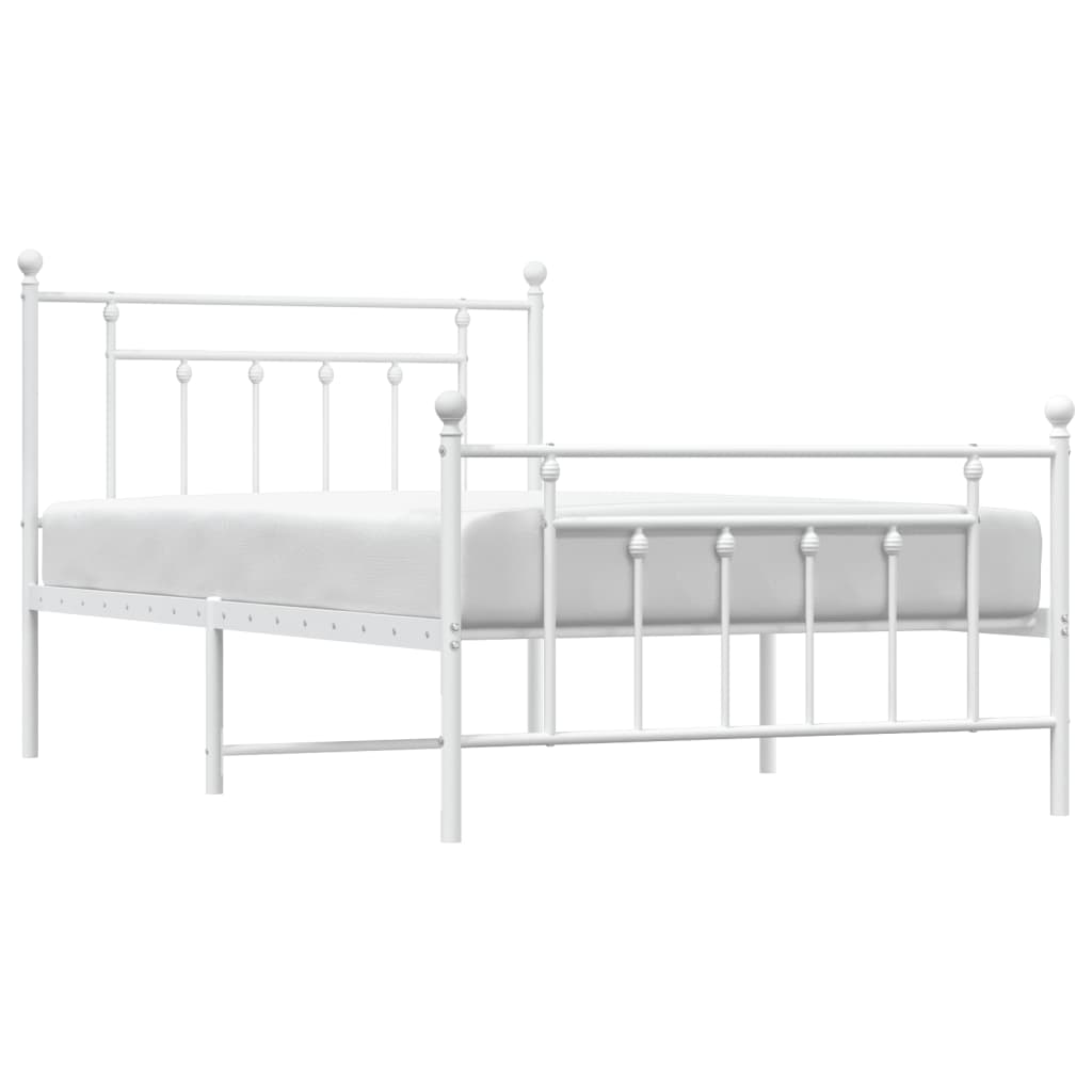 sengeramme med sengegavl og fodgærde 107x203 cm metal hvid