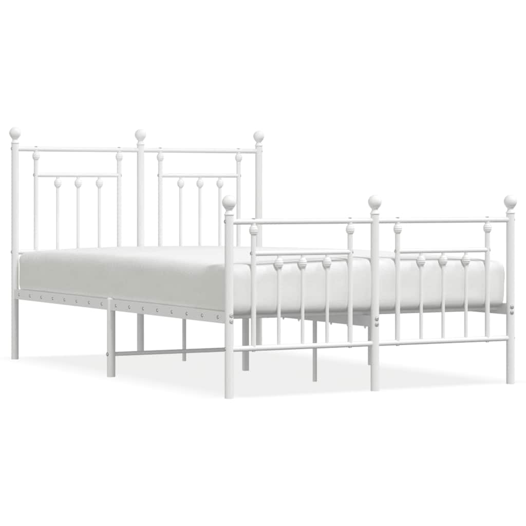 sengeramme med sengegavl og fodgærde 120x190 cm metal hvid