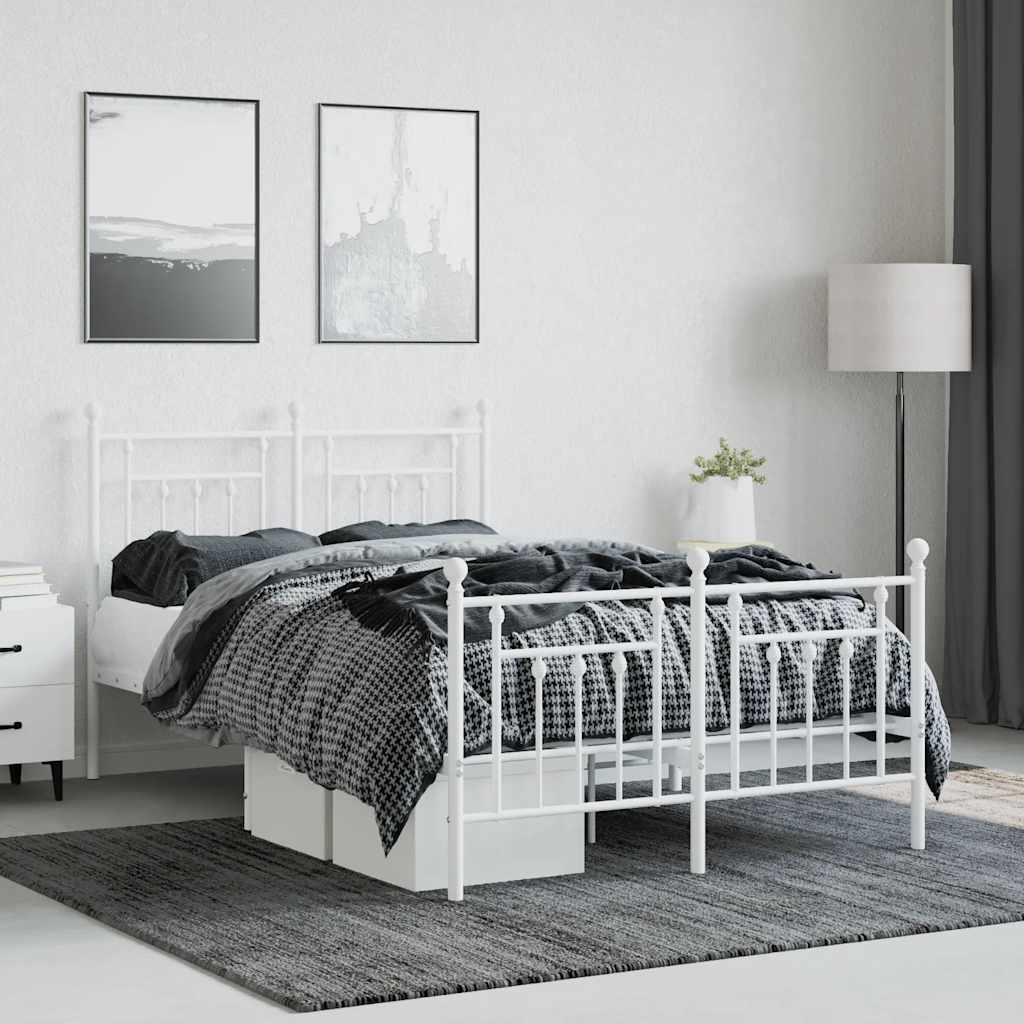sengeramme med sengegavl og fodgærde 120x190 cm metal hvid
