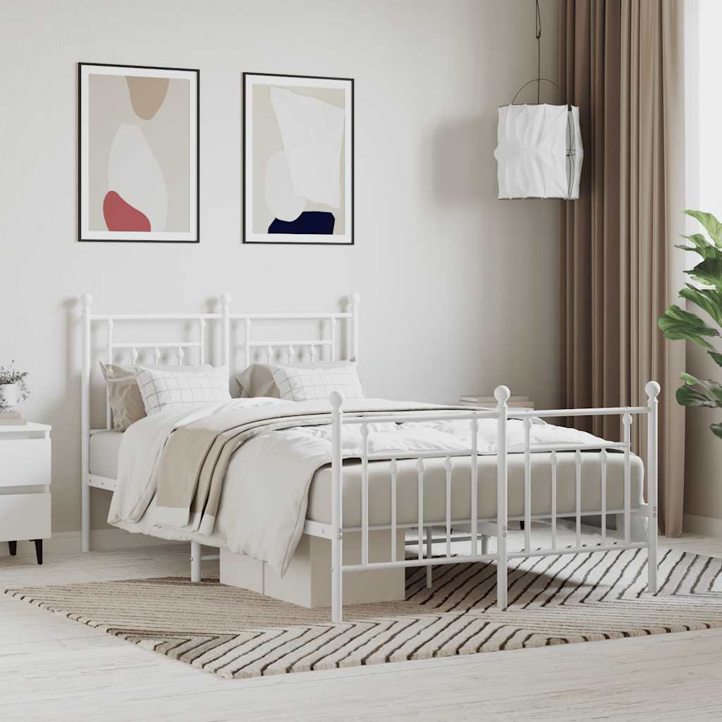 sengeramme med sengegavl og fodgærde 120x200 cm metal hvid