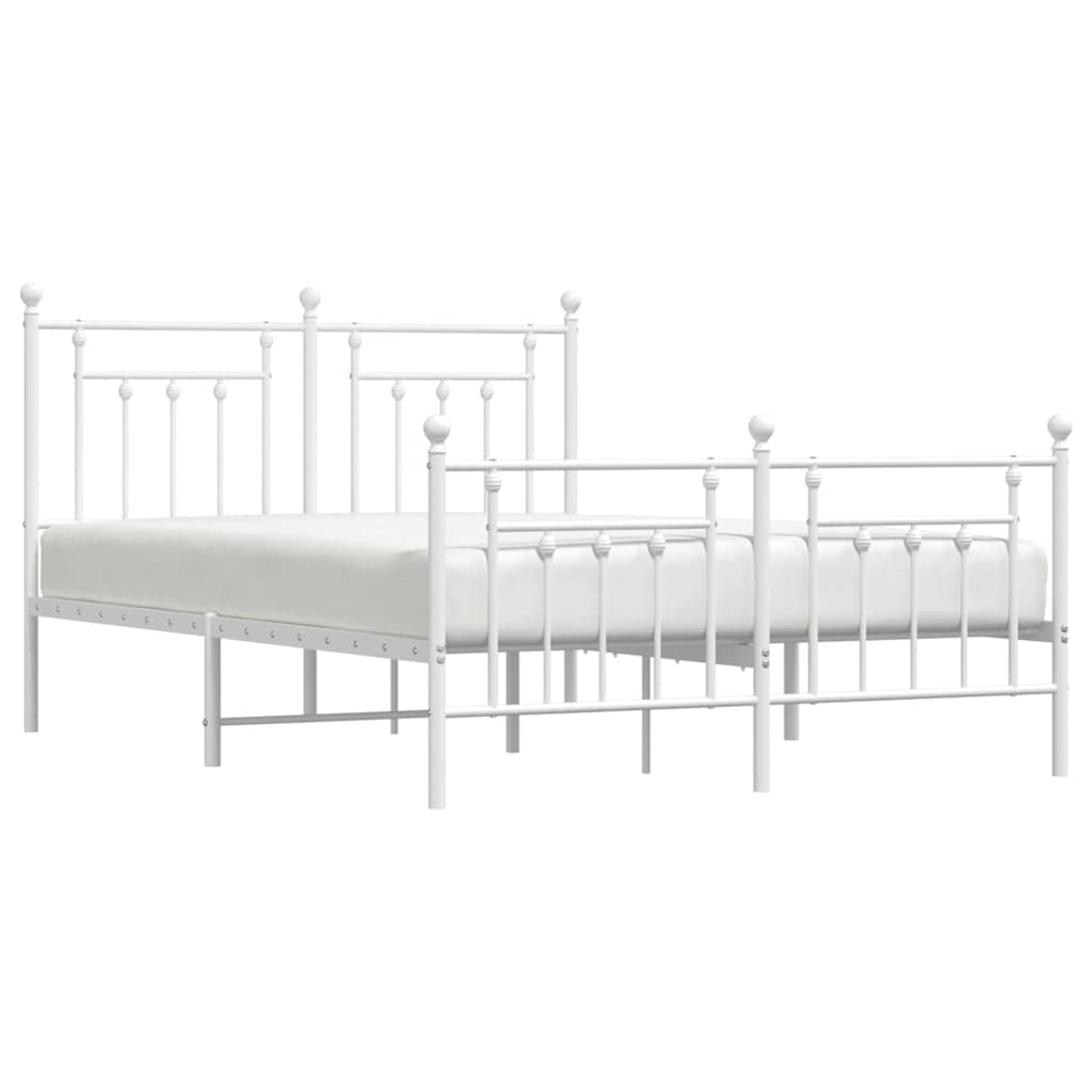 sengeramme med sengegavl og fodgærde 140x200 cm metal hvid