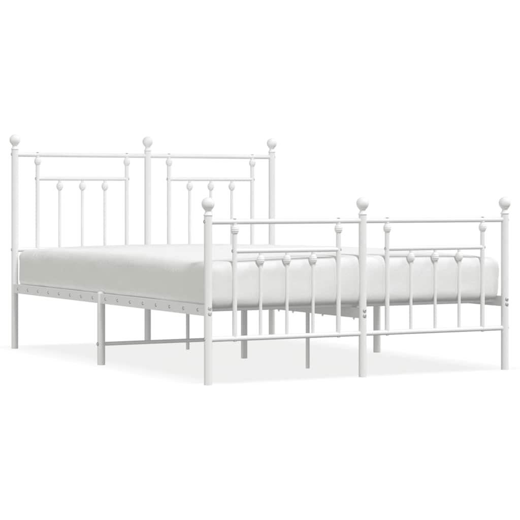 sengeramme med sengegavl og fodgærde 150x200 cm metal hvid
