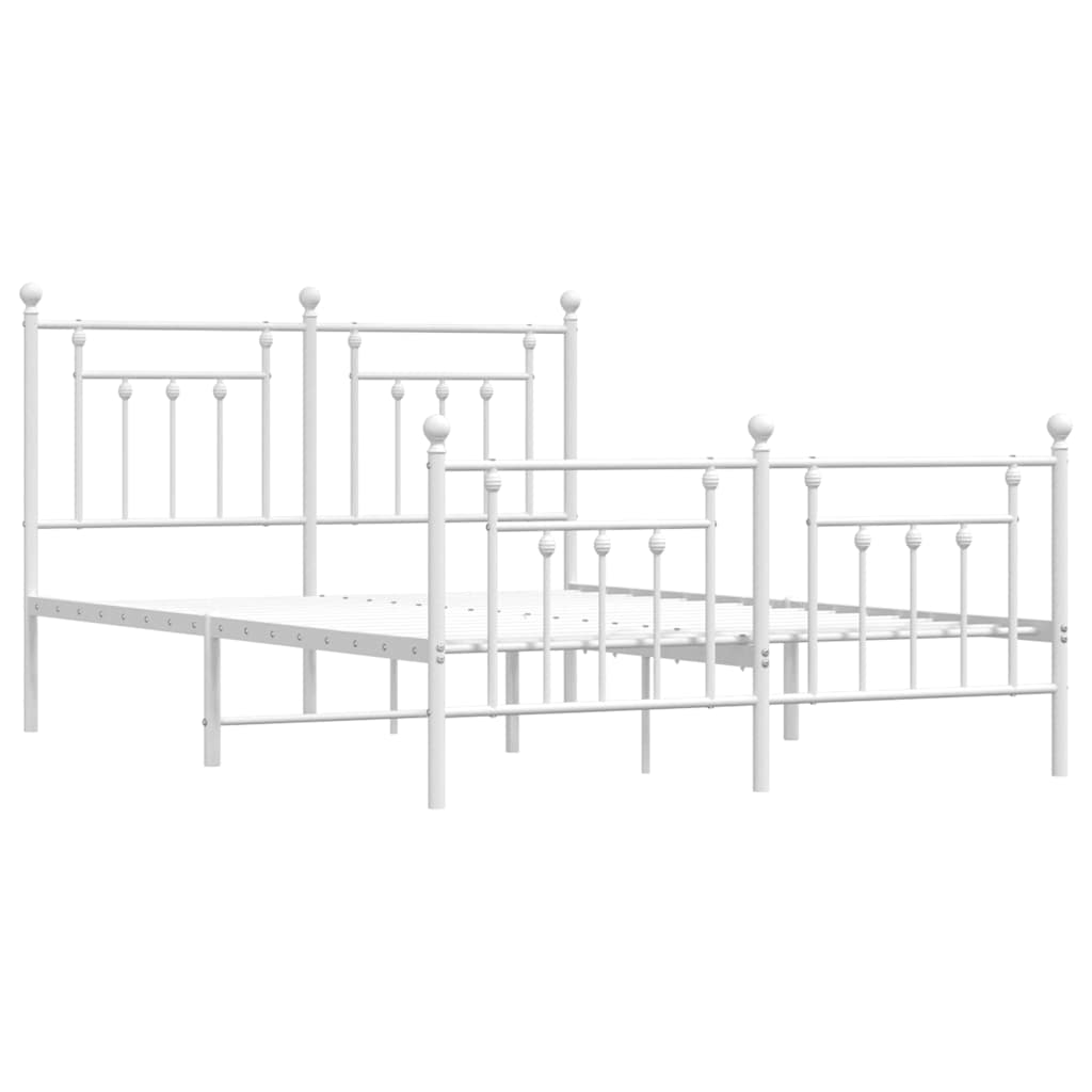 sengeramme med sengegavl og fodgærde 150x200 cm metal hvid