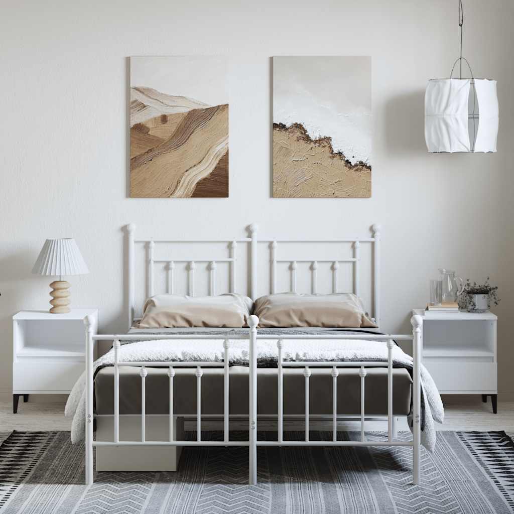 sengeramme med sengegavl og fodgærde 150x200 cm metal hvid