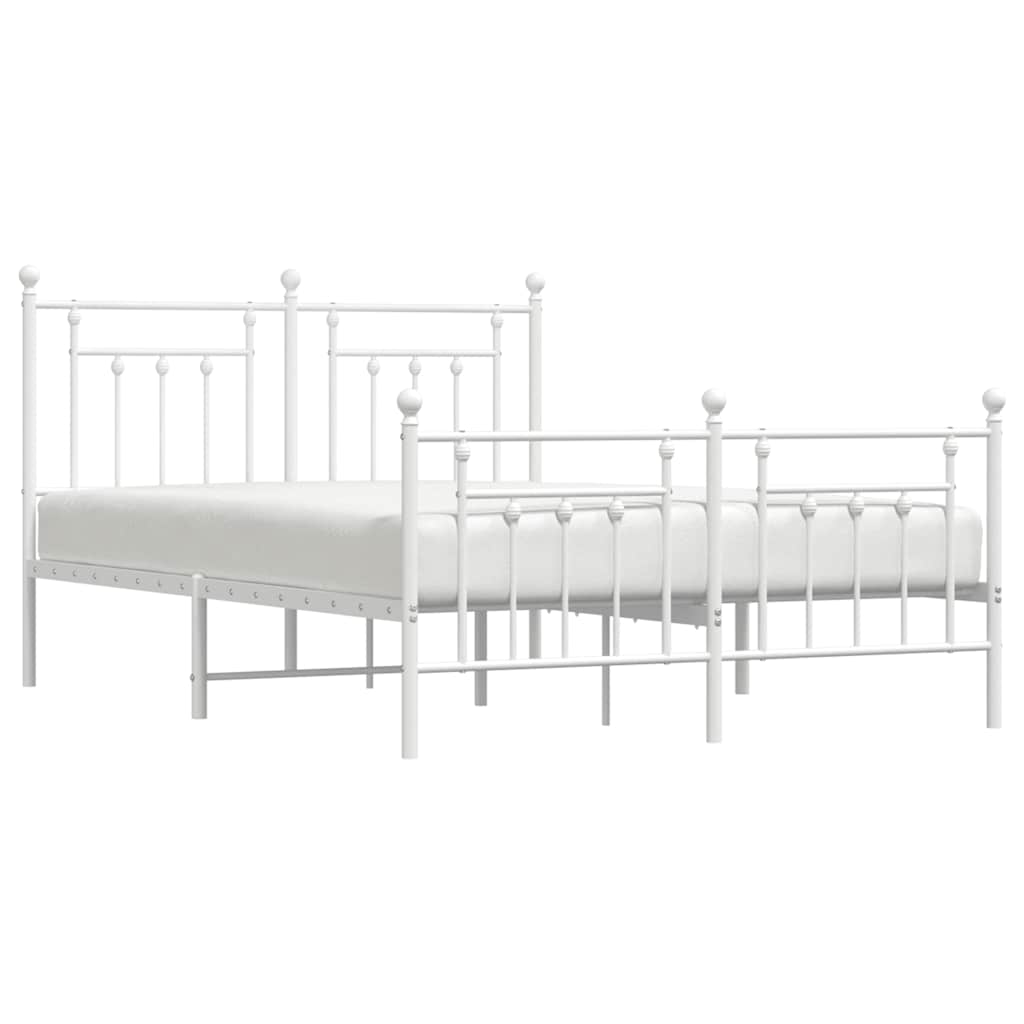 sengeramme med sengegavl og fodgærde 150x200 cm metal hvid