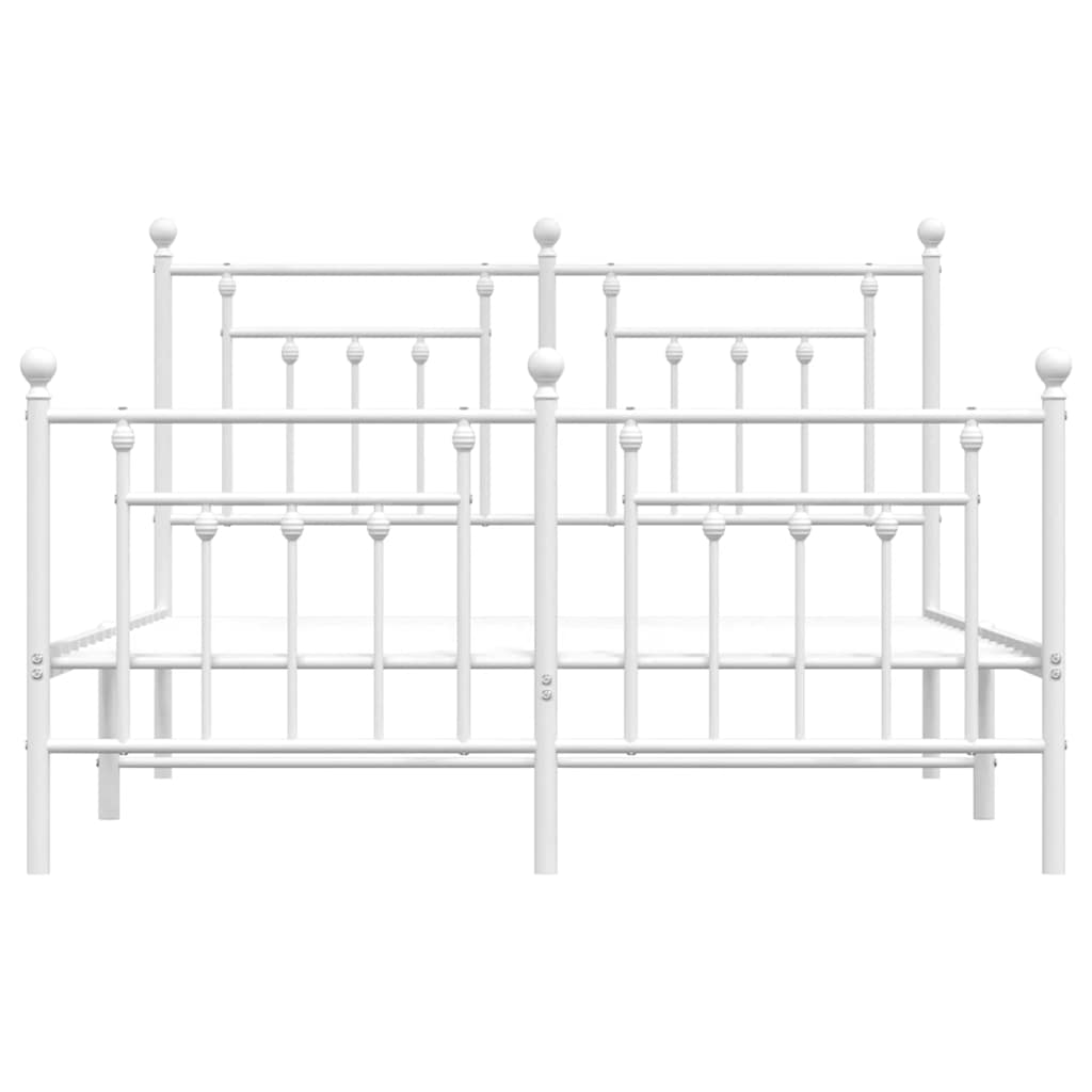 sengeramme med sengegavl og fodgærde 150x200 cm metal hvid