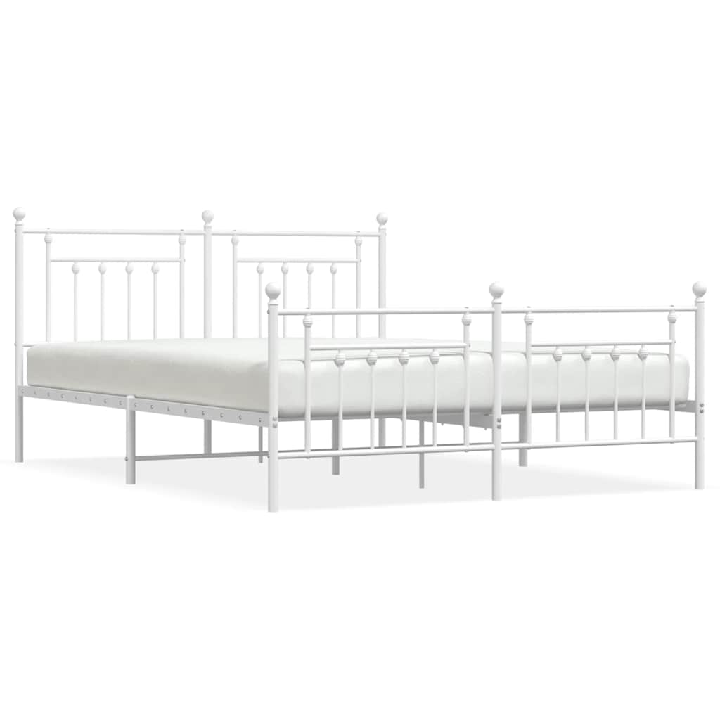 sengeramme med sengegavl og fodgærde 183x213 cm metal hvid