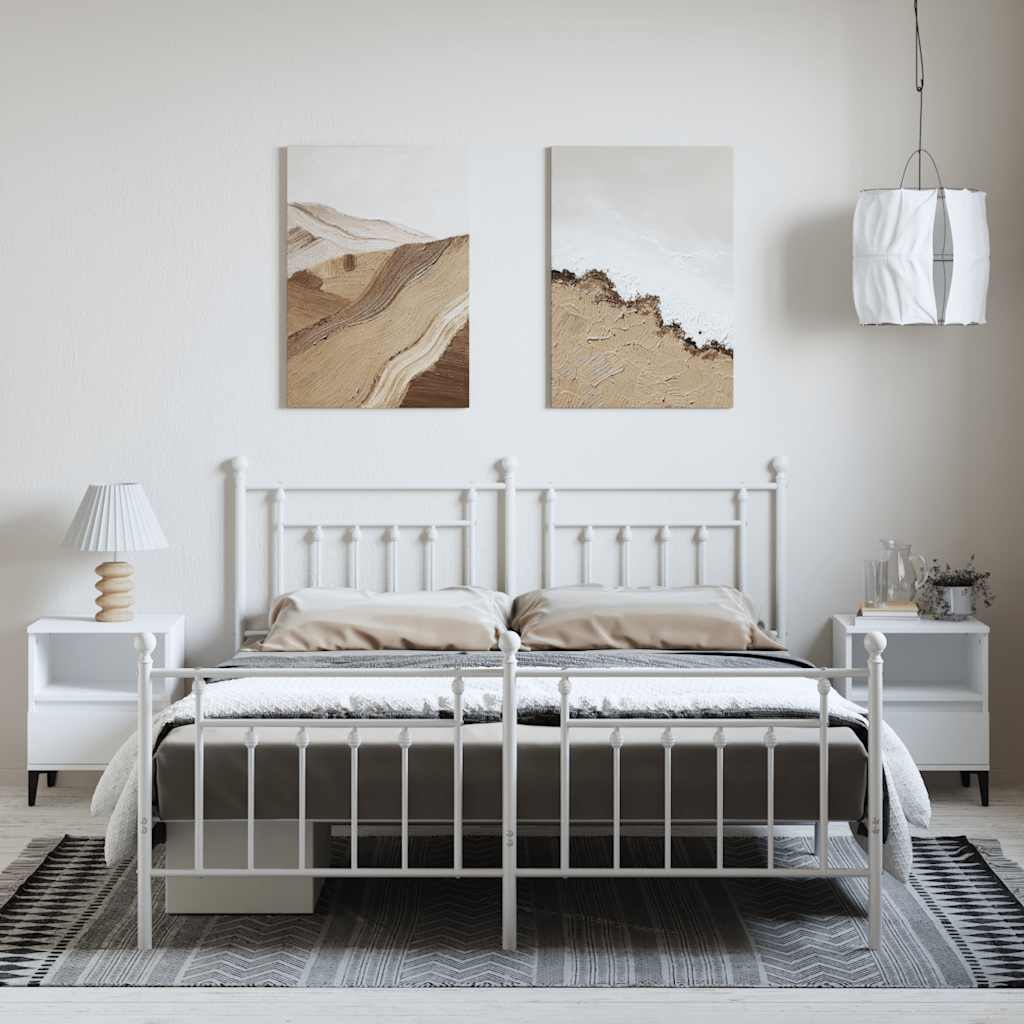 sengeramme med sengegavl og fodgærde 183x213 cm metal hvid