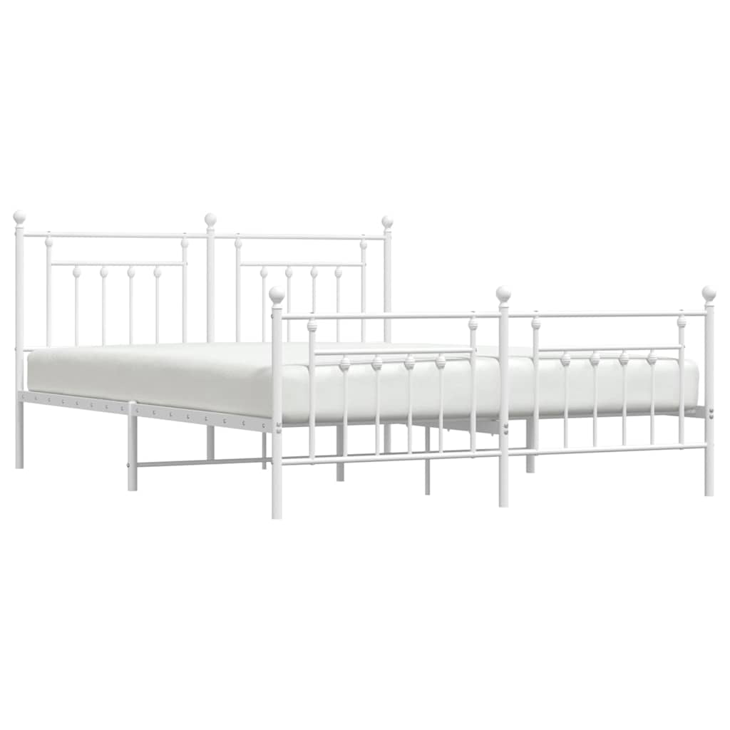 sengeramme med sengegavl og fodgærde 183x213 cm metal hvid