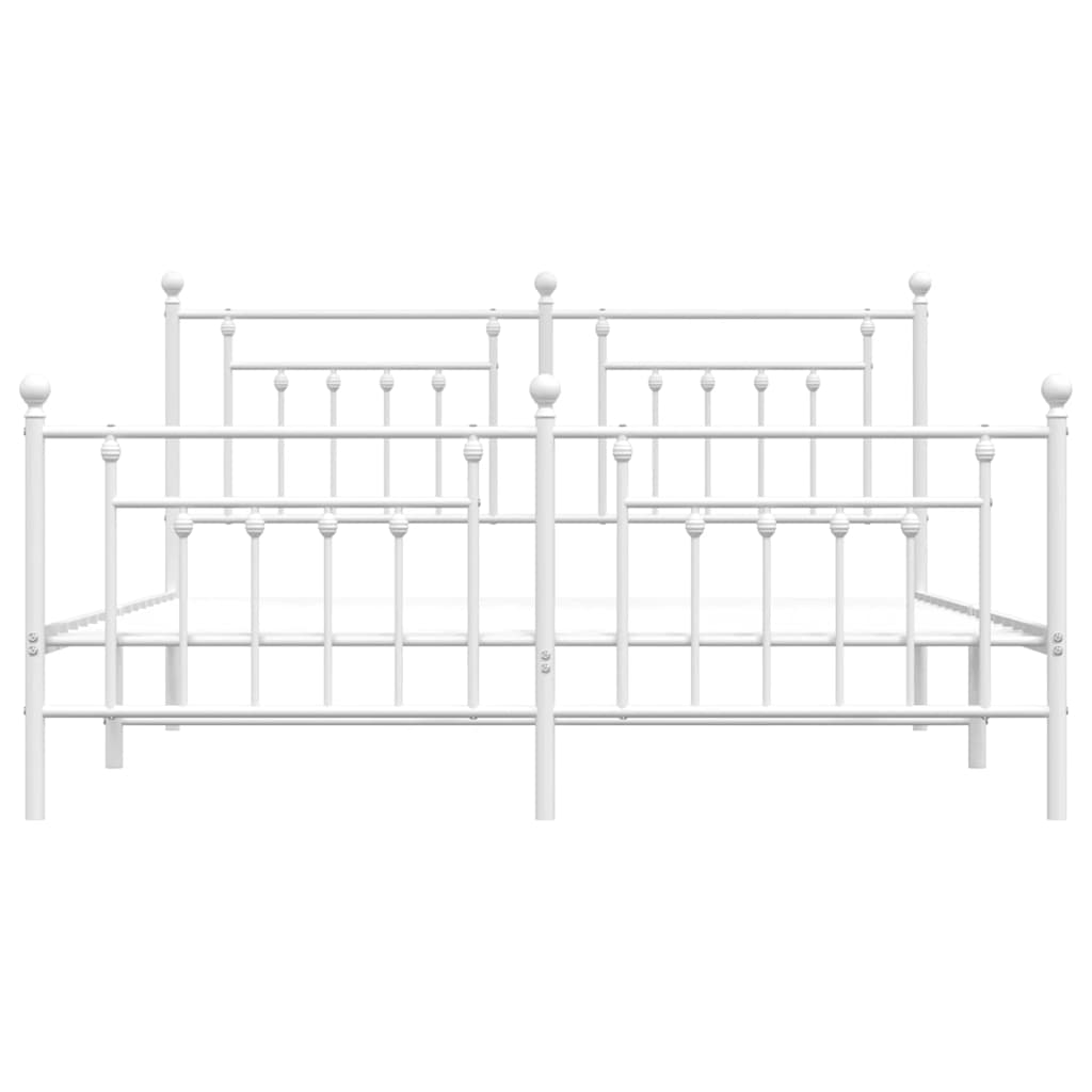 sengeramme med sengegavl og fodgærde 183x213 cm metal hvid